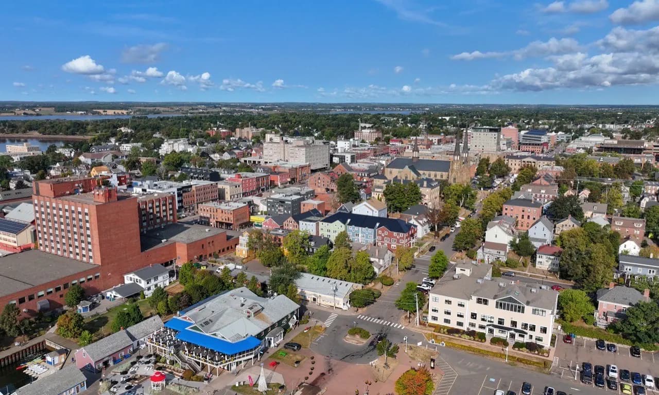 Aerial view of downtown Charlottetown, Prince Edward Island — lawn care service area