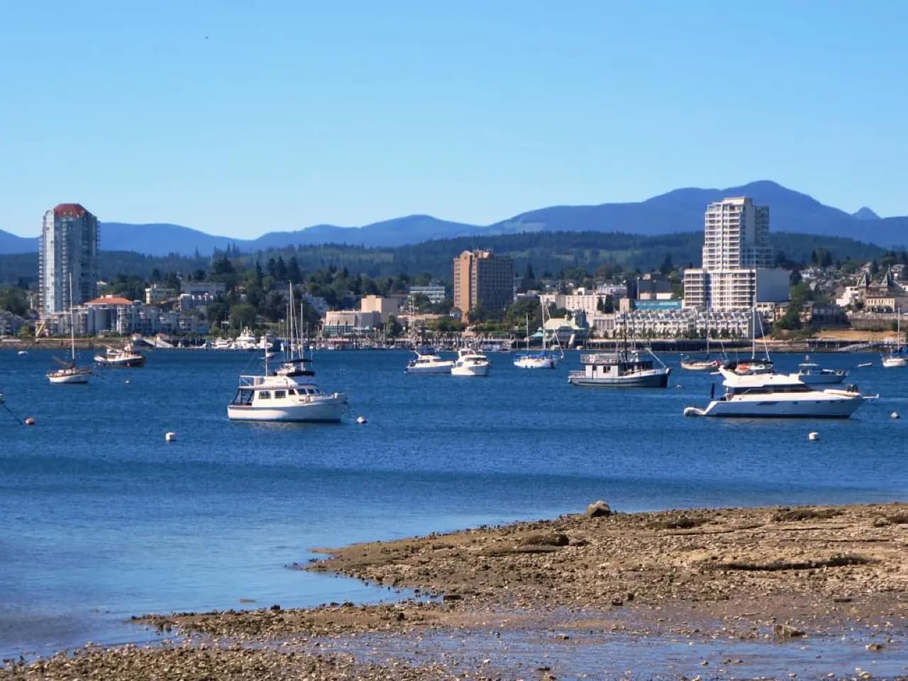 Nanaimo, British Columbia harbour and waterfront on Vancouver Island