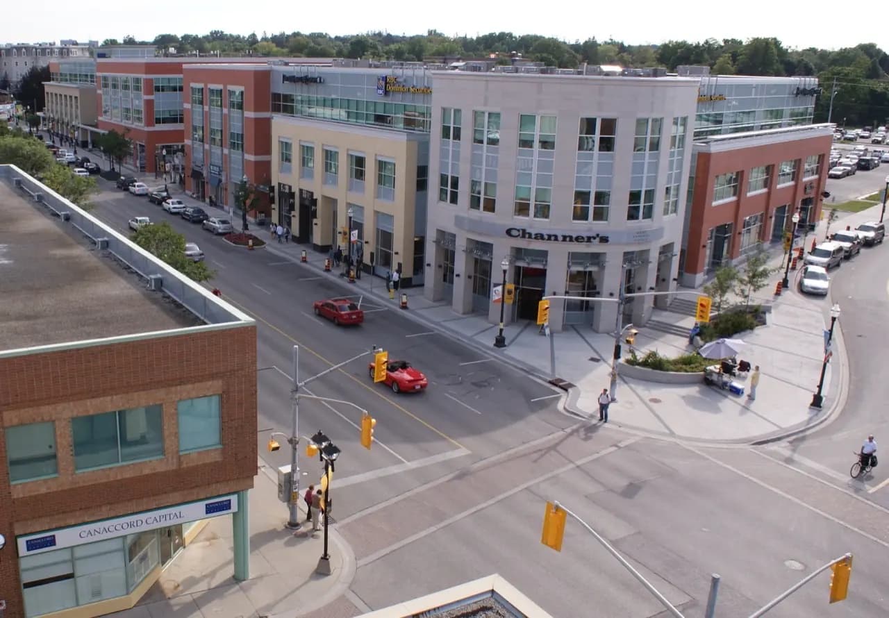 Waterloo, Ontario downtown with University of Waterloo area — lawn care service area