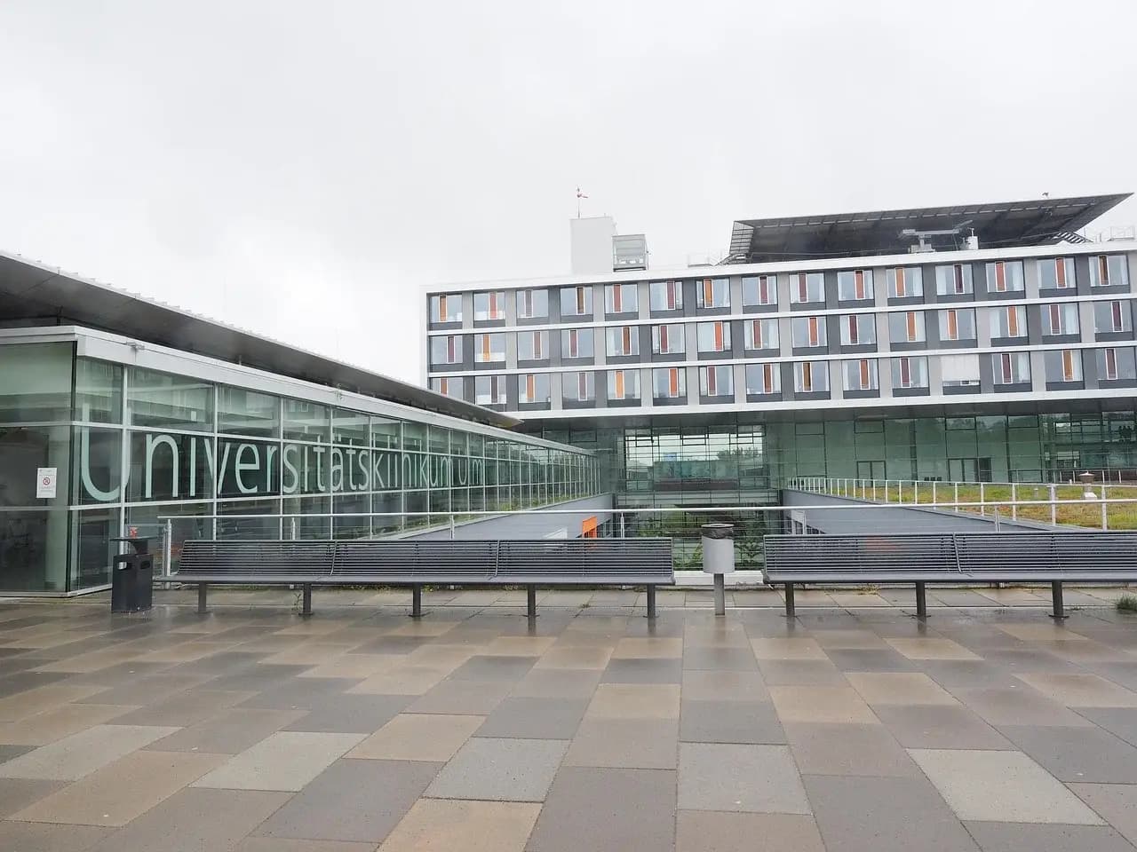 Institutional campus with well-maintained lawn grounds